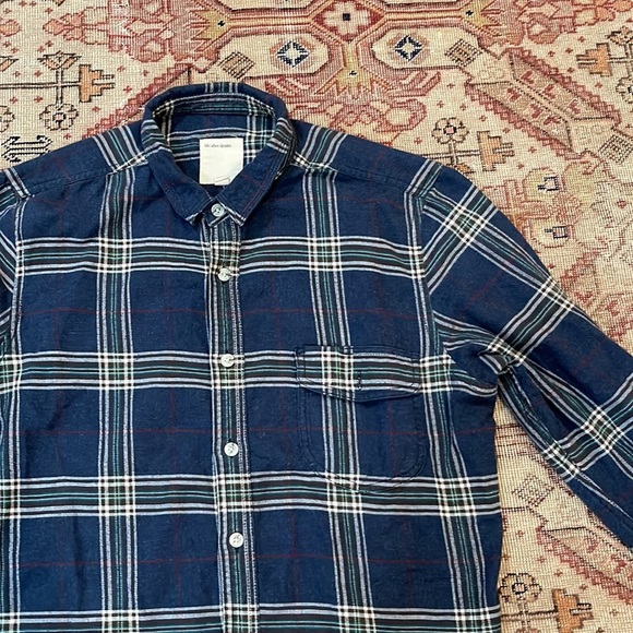 life/after/denim | Mens plaid button down top large blue - Picture 3 of 8